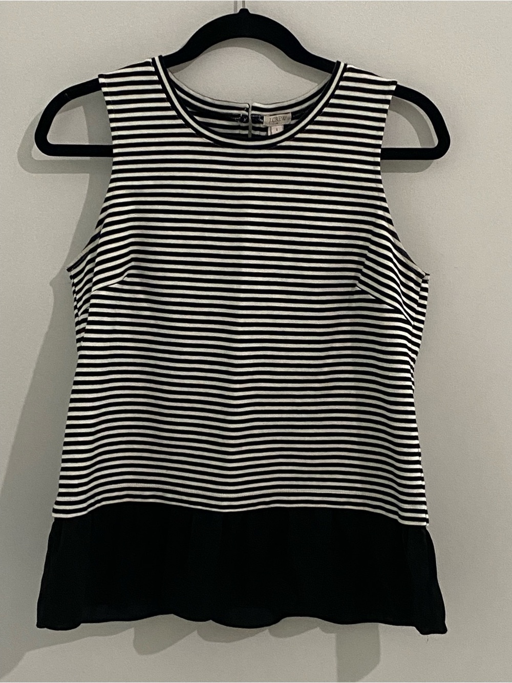 J. Crew Black & White Striped Peplum Tank Blouse Small